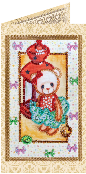 Postcards Bead Embroidery Kit Postcard bead embroidery kits Teddy bear - 1