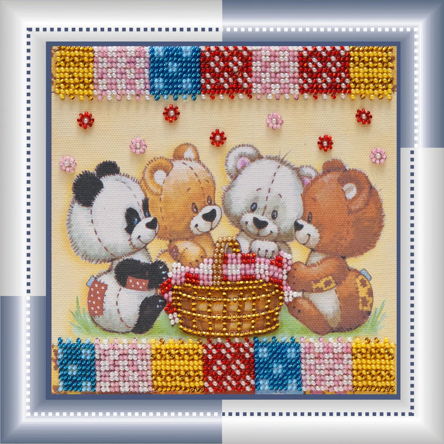 Bead Embroidery Kit Mini Bead embroidery kit Bears and basket