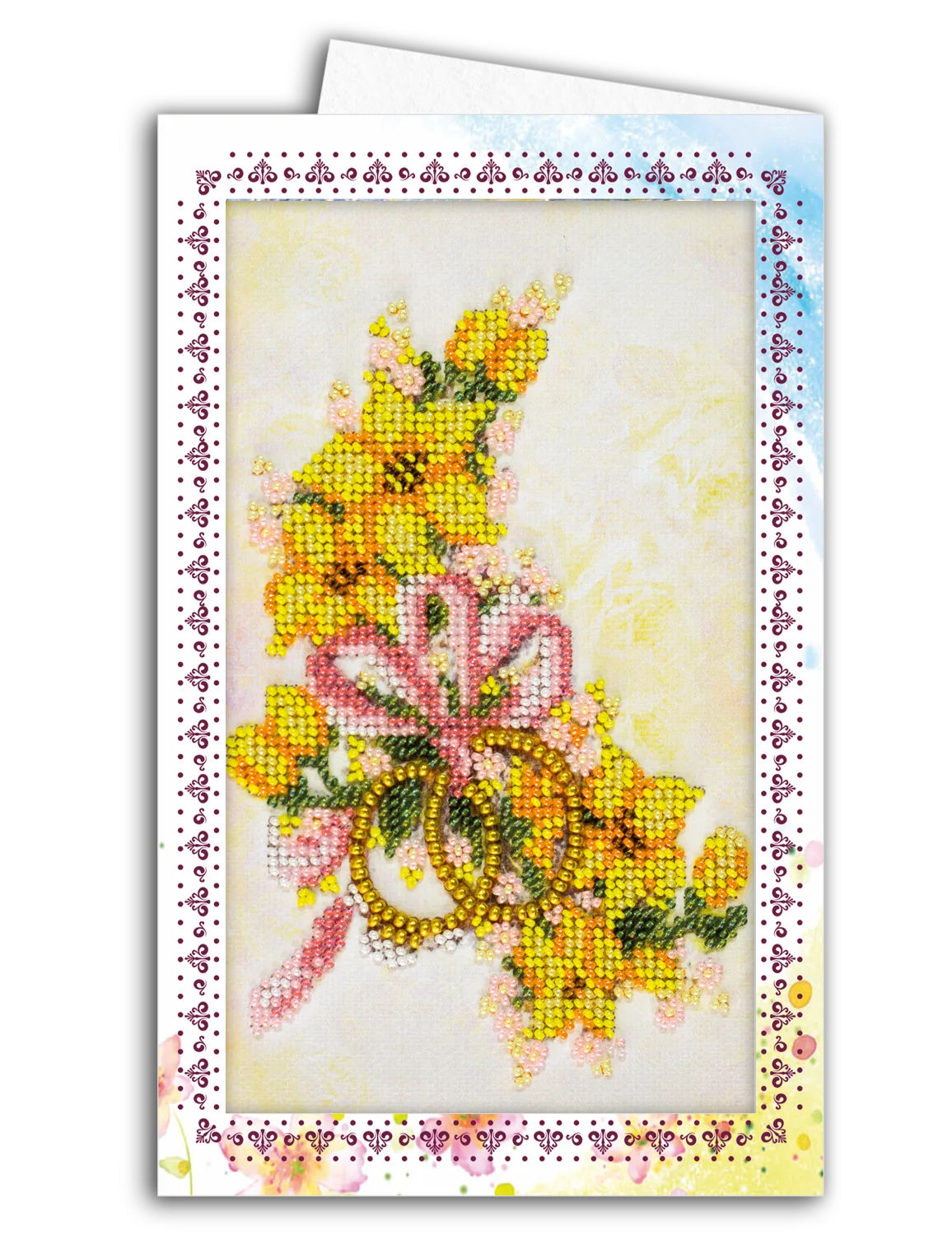 Postcards Bead Embroidery Kit Postcard-envelope for microbead embroidery Wedding flowers