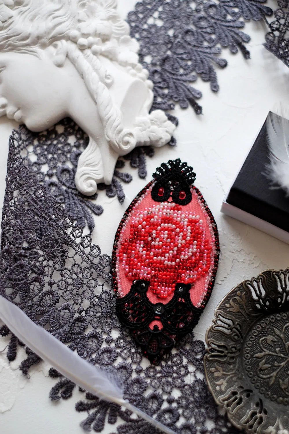 Brooch Embroidery Kit Decoration Passion