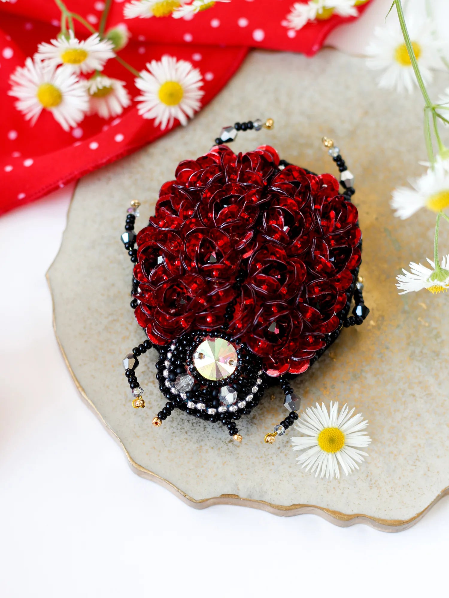 Brooch Embroidery Kit Decoration Ladybug