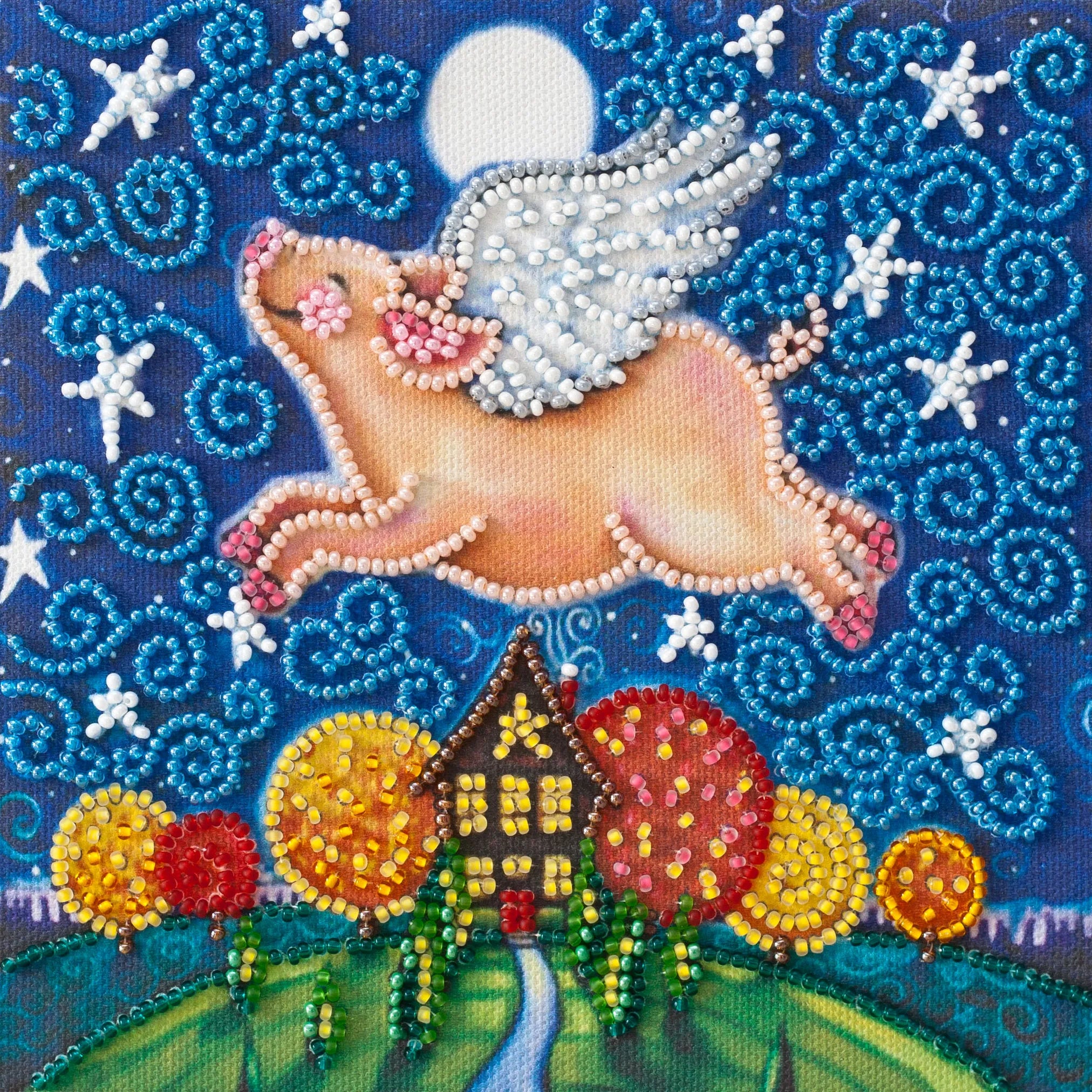 Bead Embroidery Kit Mini Bead embroidery kit Flying pig
