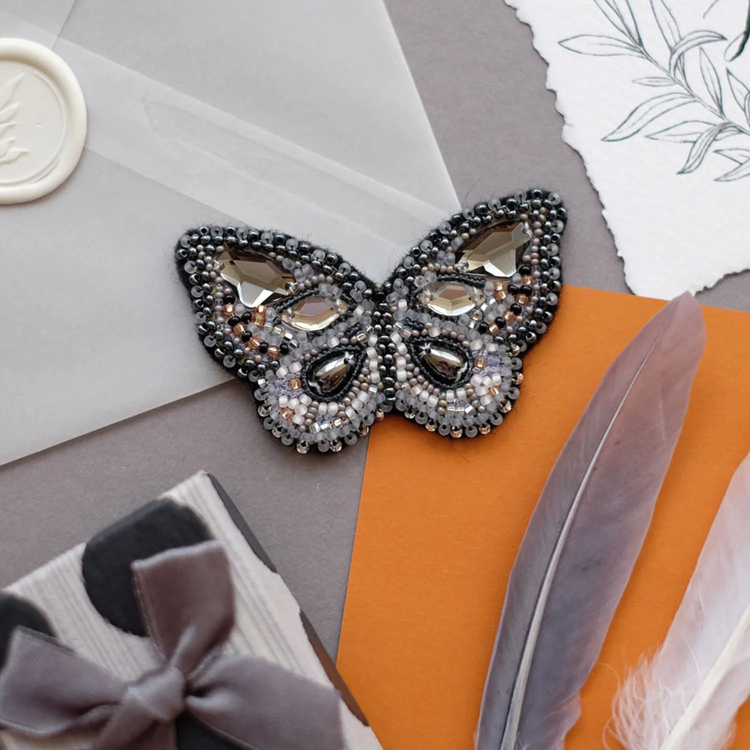 Brooch Embroidery Kit Decoration Graphite
