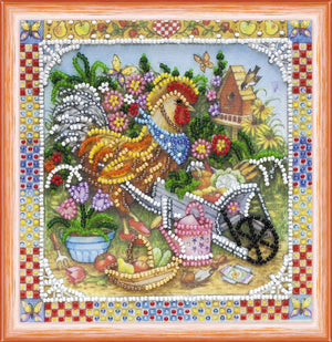 Bead Embroidery Kit Mini Bead embroidery kit Garden cockerel