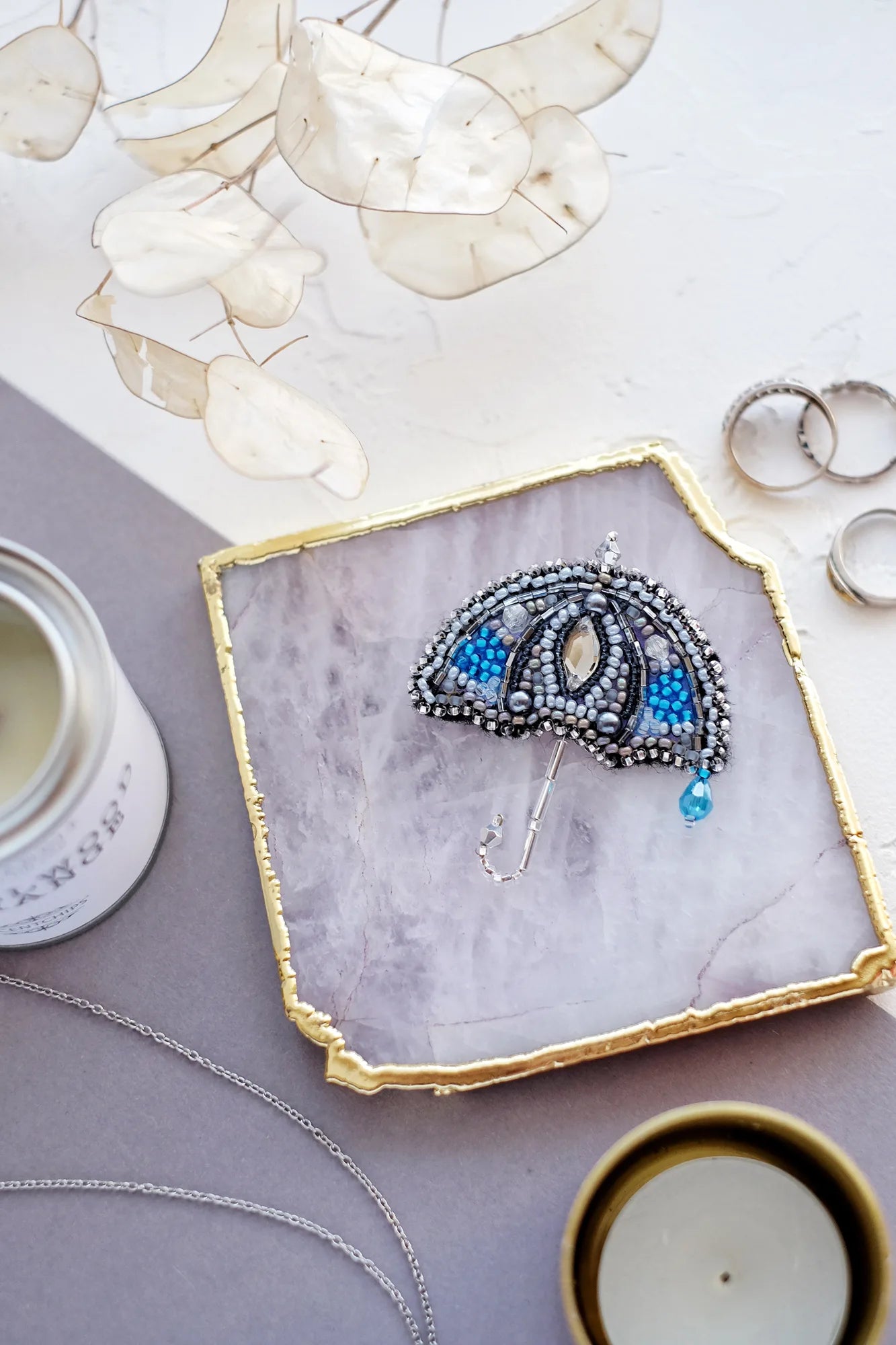 Brooch Embroidery Kit Decoration Summer rain
