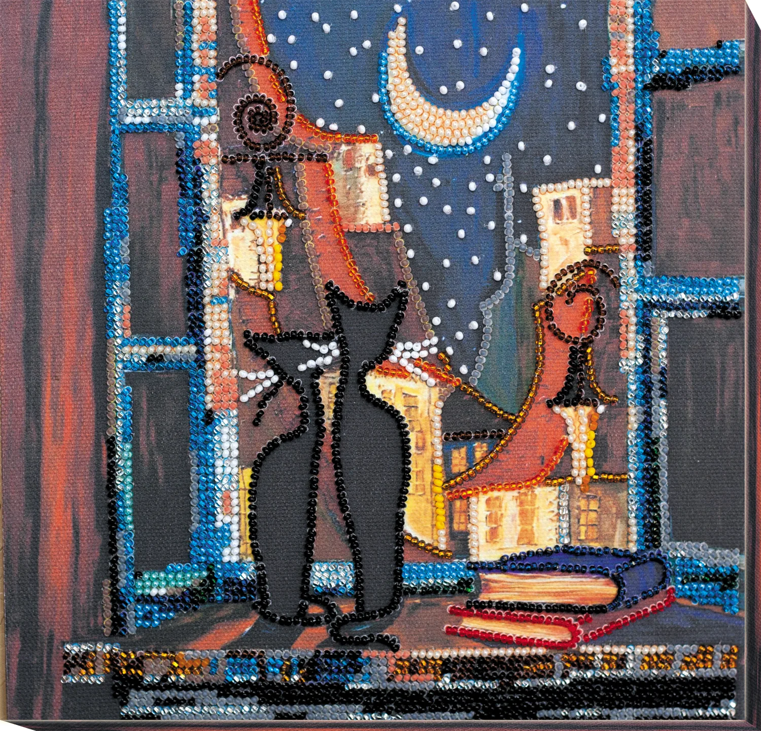 Bead Embroidery Kit Mid-sized bead embroidery kit Cats at window