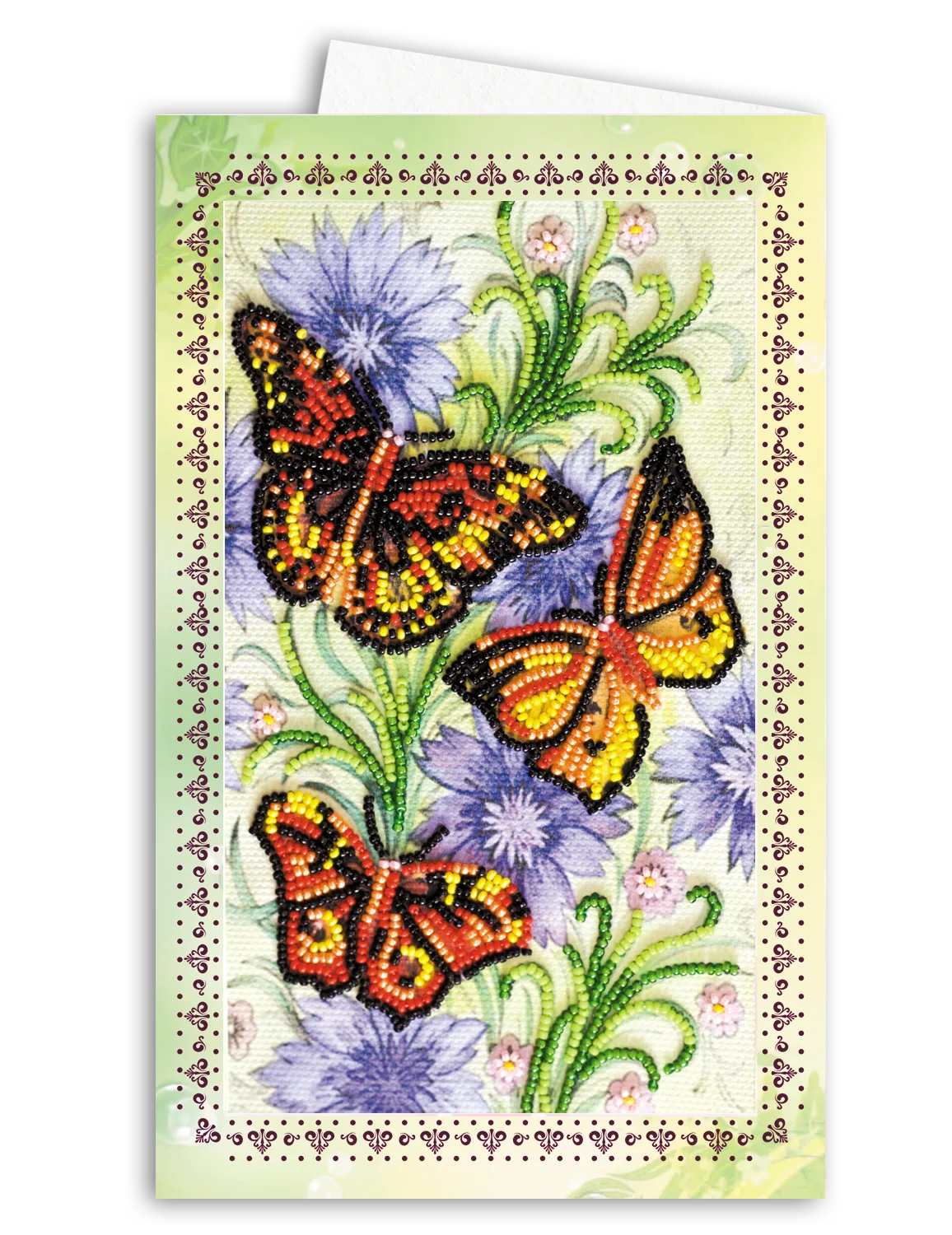 Postcards Bead Embroidery Kit Postcard-envelope for microbead embroidery Three moths