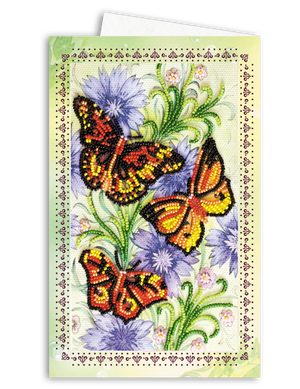 Postcards Bead Embroidery Kit Postcard-envelope for microbead embroidery Three moths