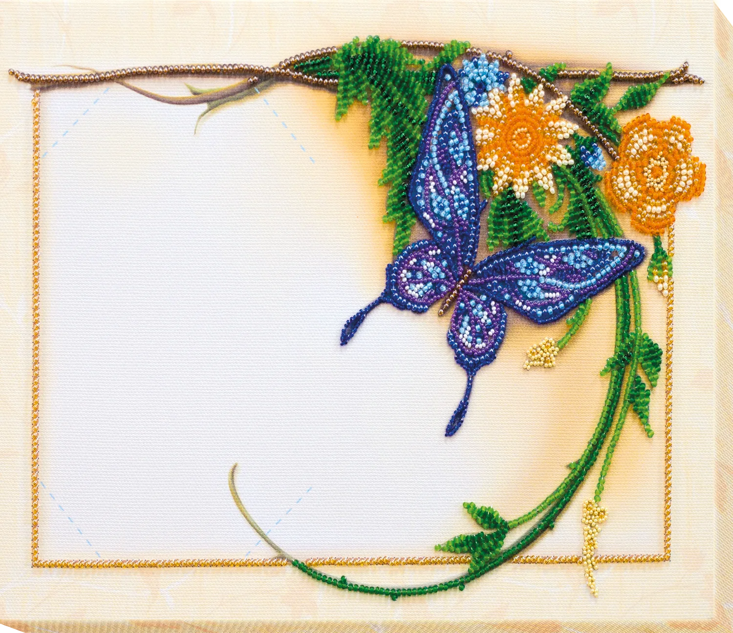 Photo Frame Bead Embroidery Kit Photo frame kit for bead embroidery Photo frame kit for bead embroidery "Blue batterfly"