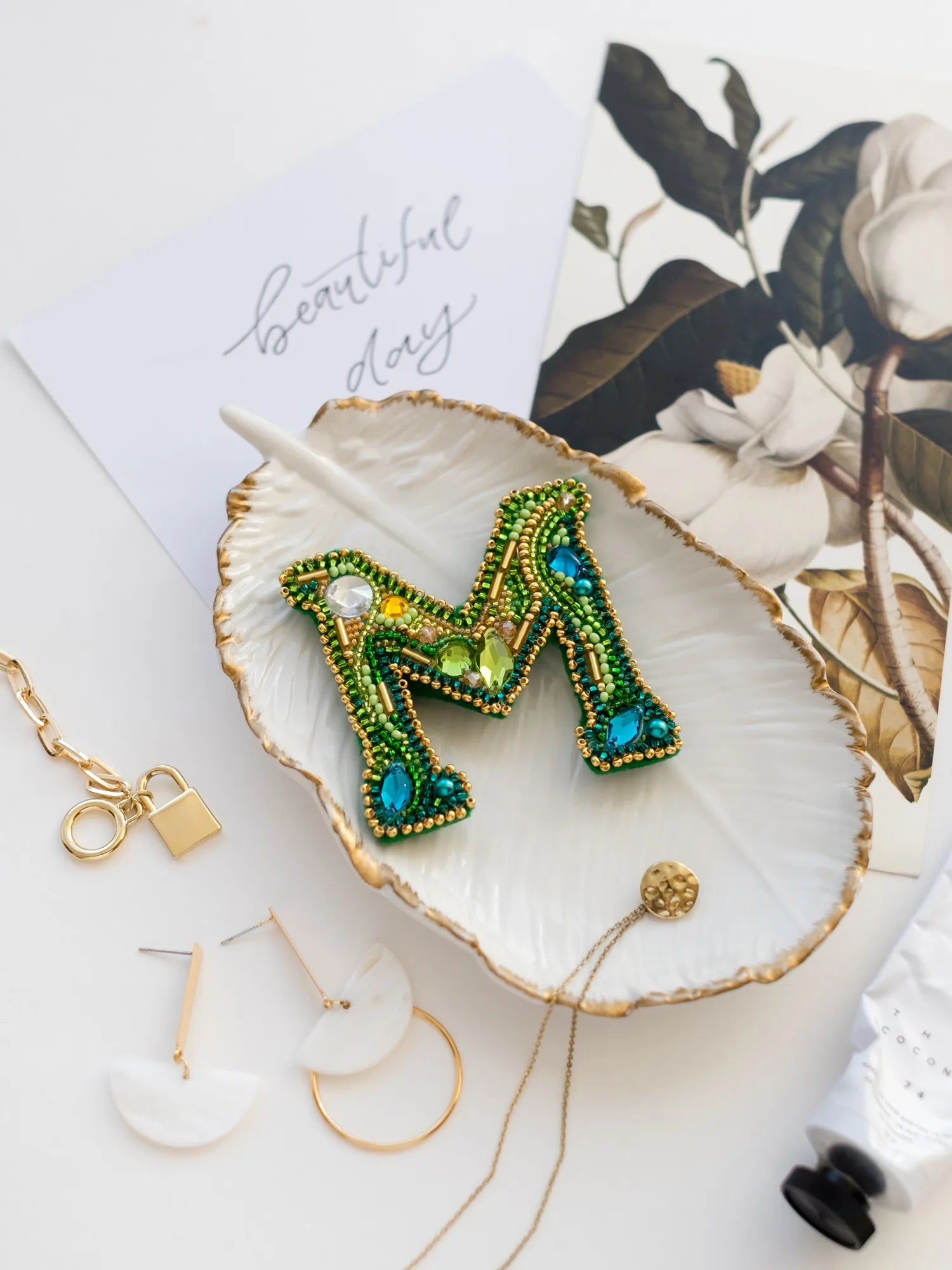 Brooch Embroidery Kit Decoration Letter "M"