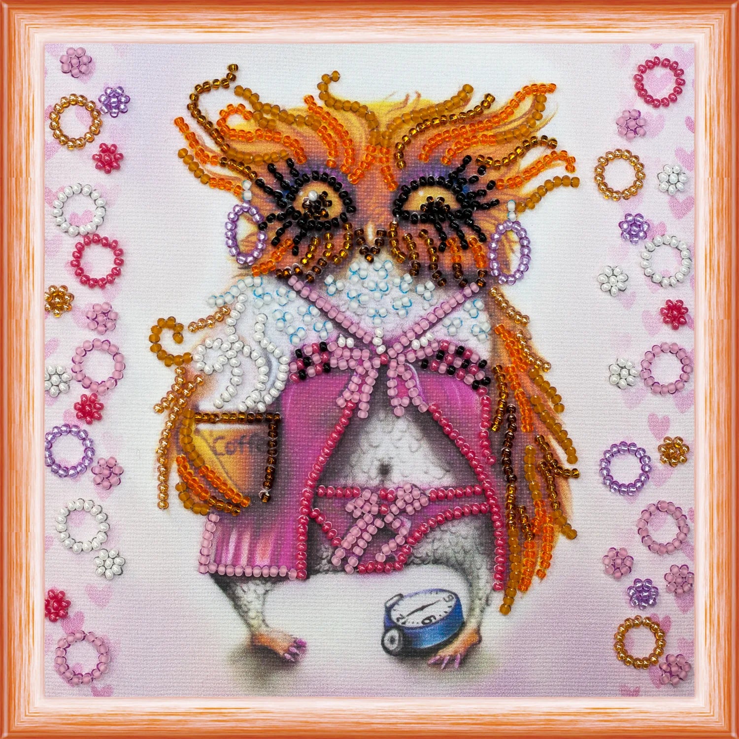 Bead Embroidery Kit Mini Bead embroidery kit Owl and coffee