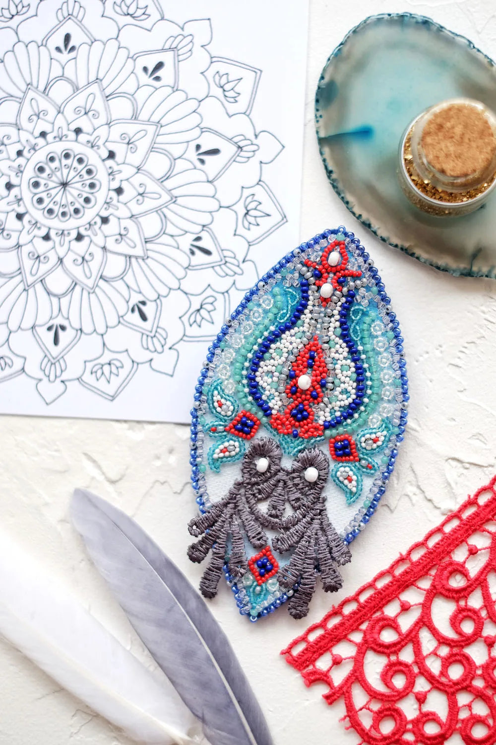 Brooch Embroidery Kit Decoration Eastern motive