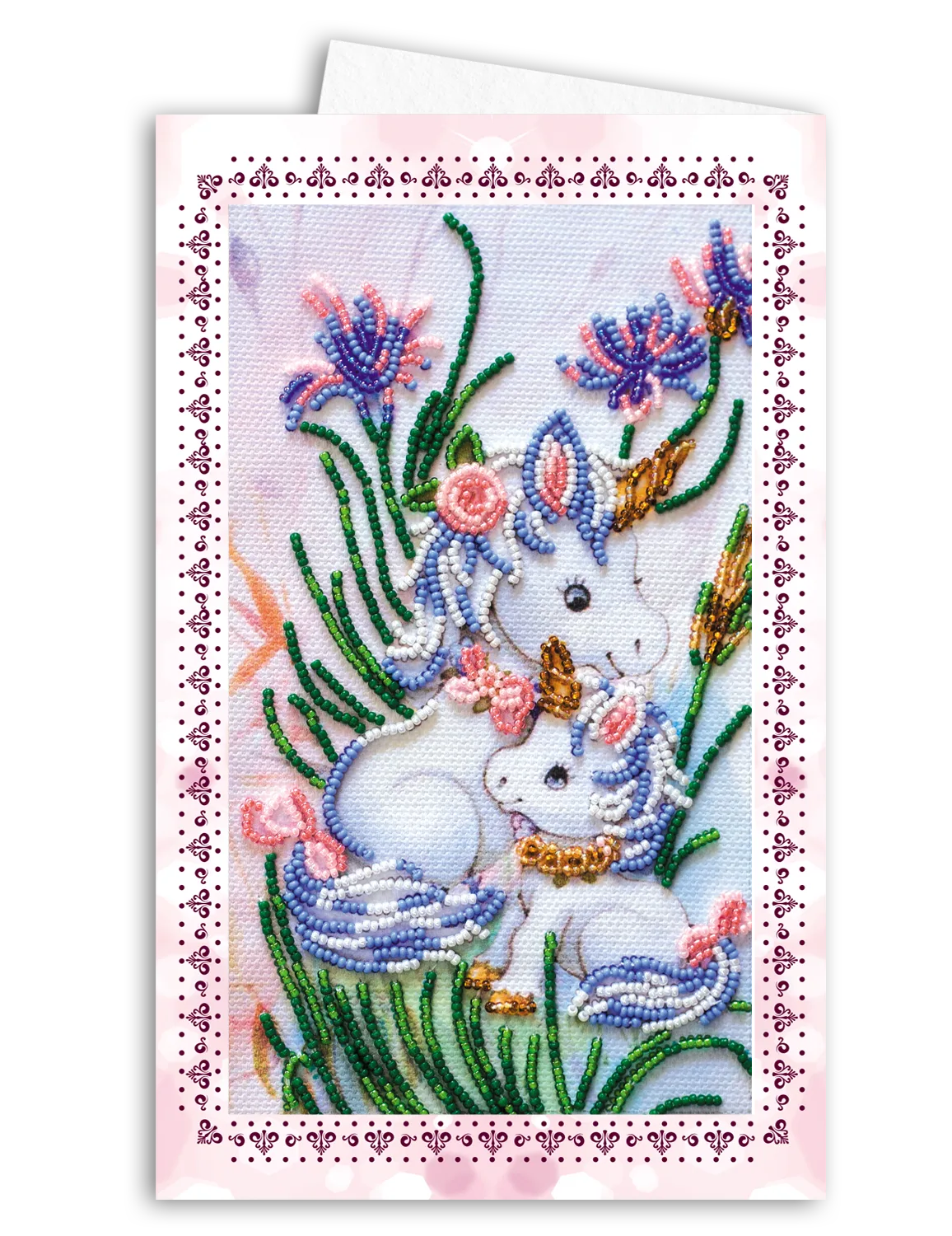 Postcards Bead Embroidery Kit Postcard-envelope for microbead embroidery Unicorns