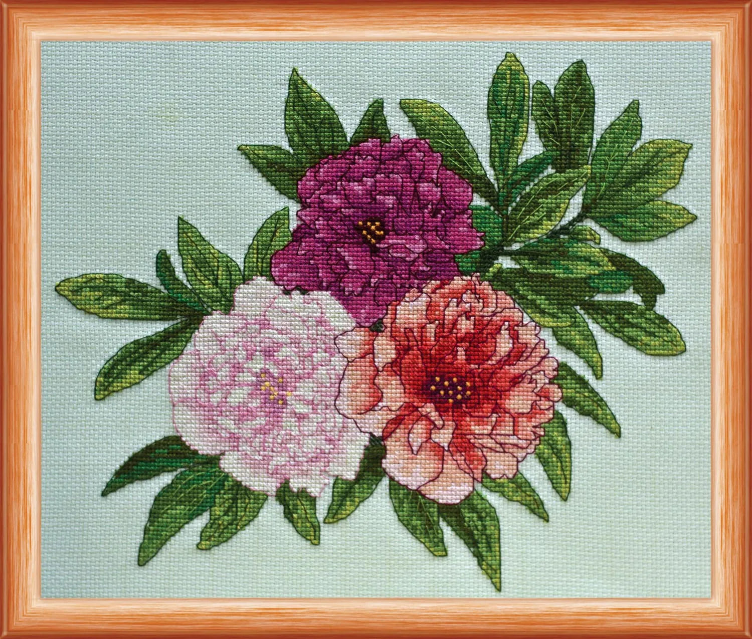 Cross Stitch Kit Peony trio
