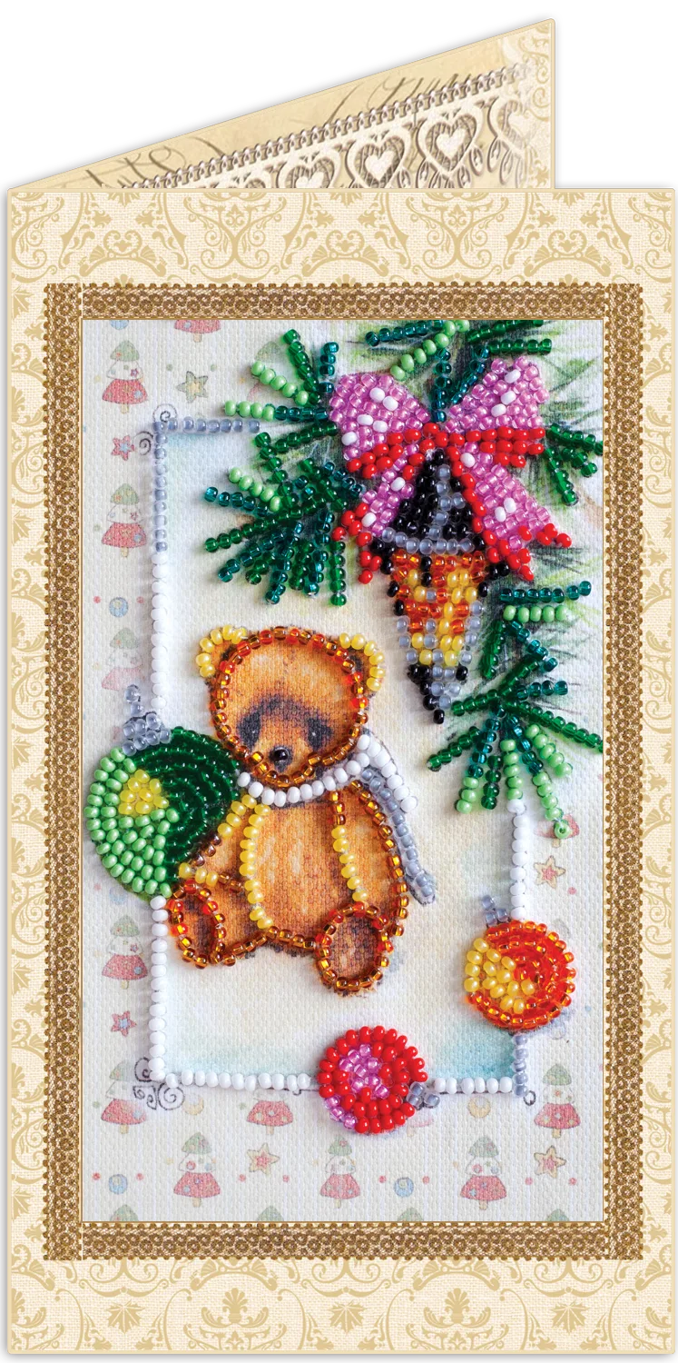 Postcards Bead Embroidery Kit Postcard bead embroidery kits Teddy bear - 4
