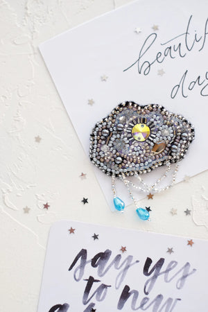 Brooch Embroidery Kit Decoration Silver threads