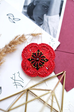 Brooch Embroidery Kit Decoration Poppy