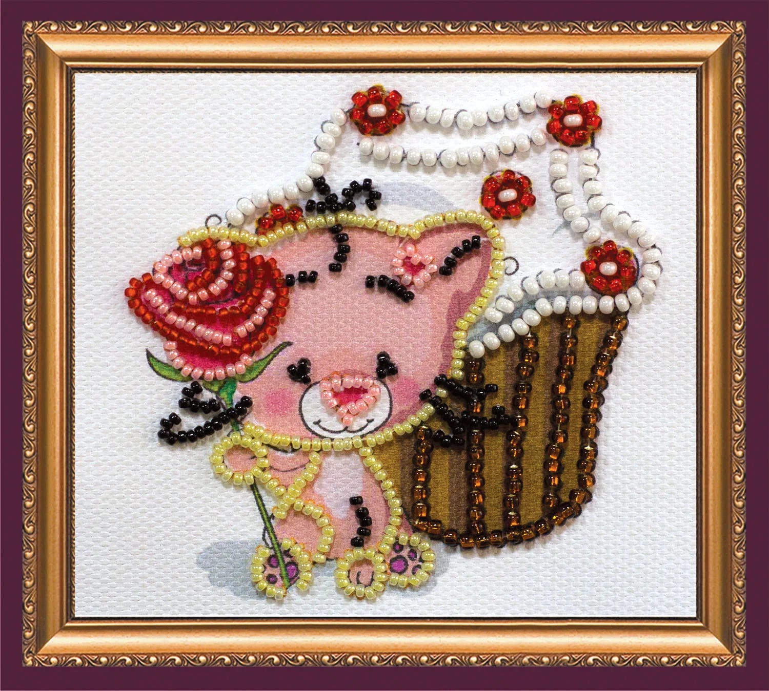 Magnets Bead Embroidery Kit Magnets Bead embroidery kit Cupcake and a rose