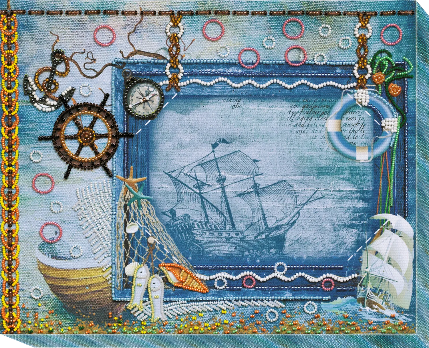 Photo Frame Bead Embroidery Kit Photo frame kit for bead embroidery Photo frame kit for bead embroidery "Treasures from the sea