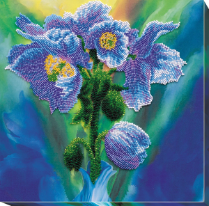 Bead Embroidery Kit Main Bead Embroidery Kit Blue Poppies