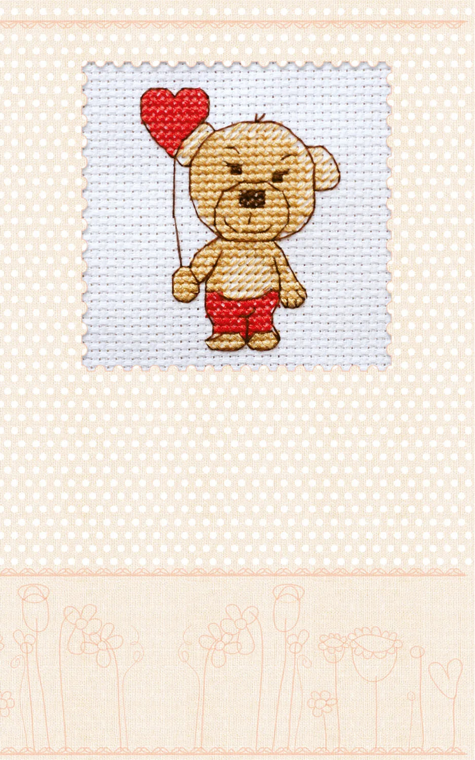 Postcards Cross Stitch Kit Valentine's Teddy