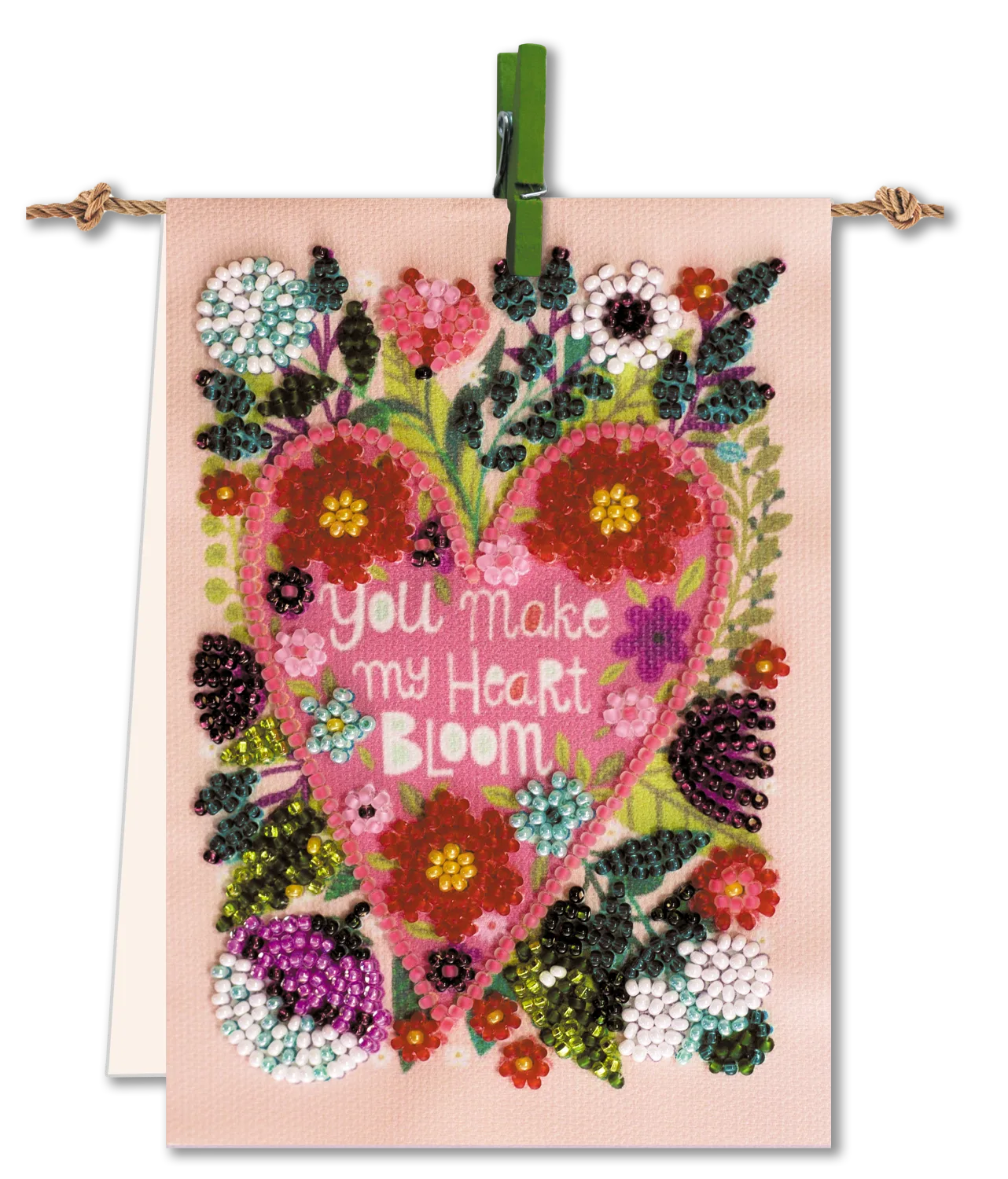 Pennant Bead Embroidery Kit Pennant-kit Bead Embroidery Happy heart