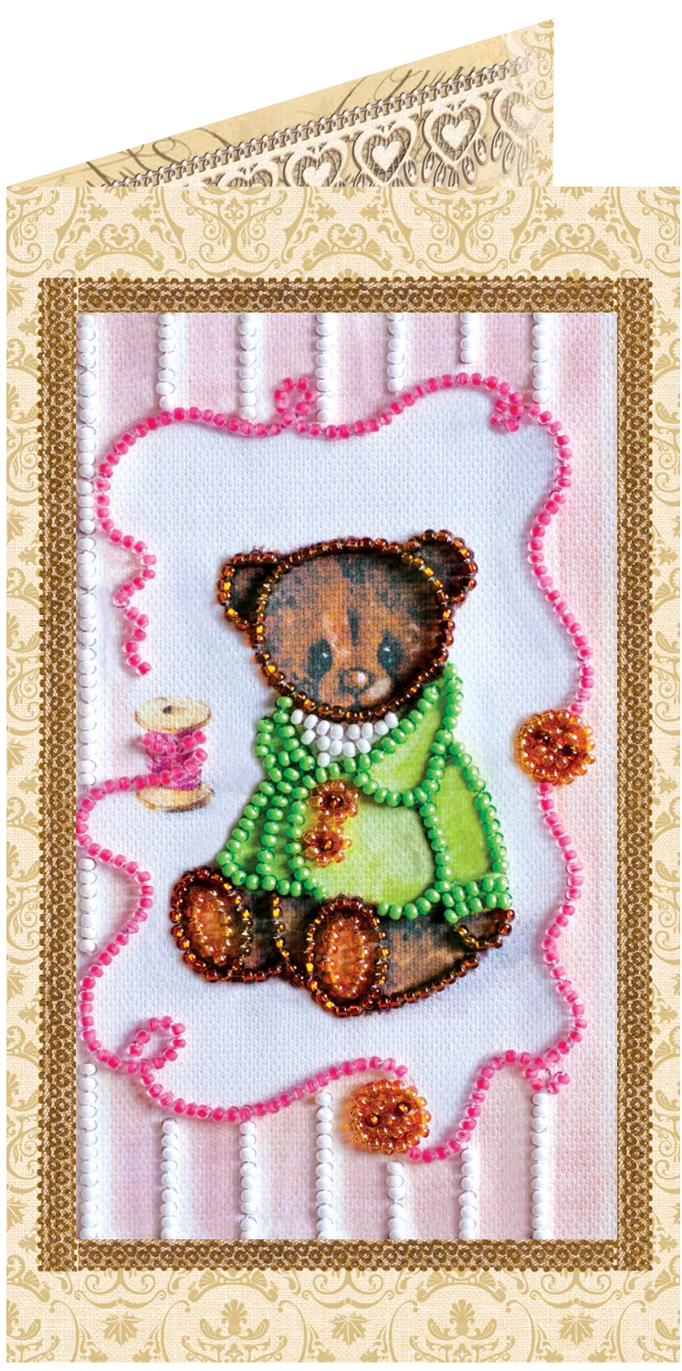 Postcards Bead Embroidery Kit Postcard bead embroidery kits Teddy bear - 6