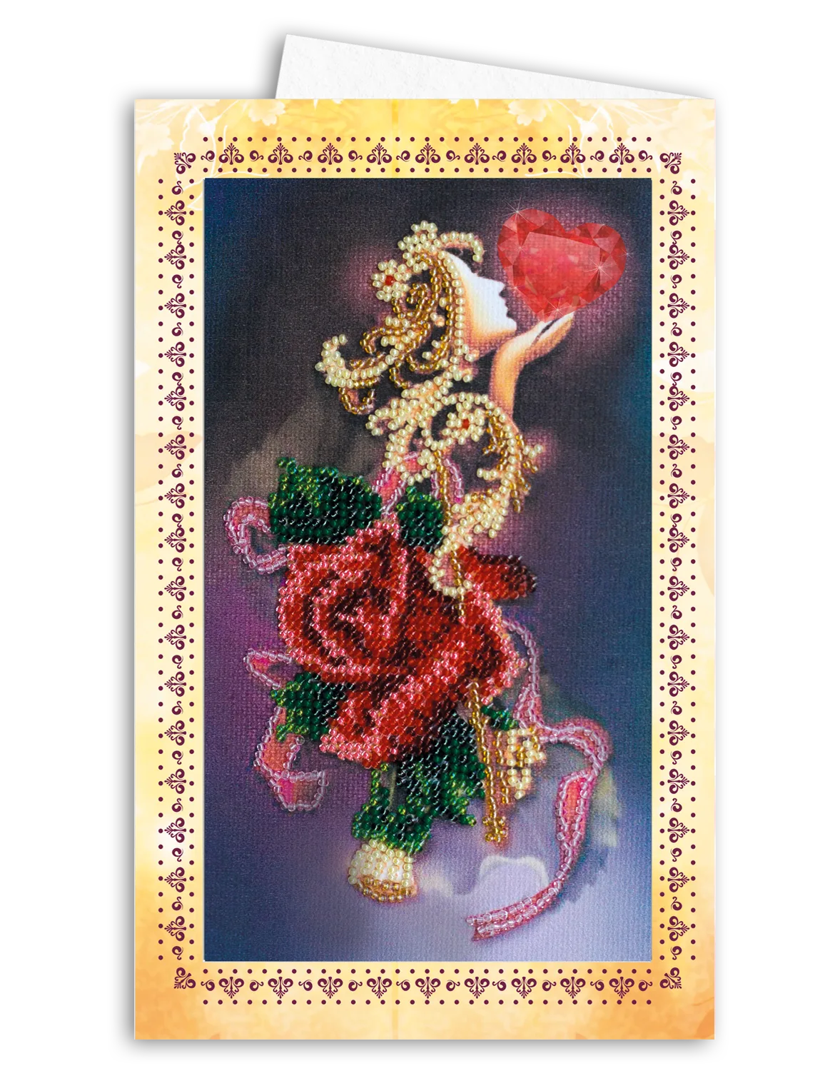 Postcards Bead Embroidery Kit Postcard-envelope for microbead embroidery Velvet roses