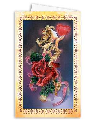 Postcards Bead Embroidery Kit Postcard-envelope for microbead embroidery Velvet roses