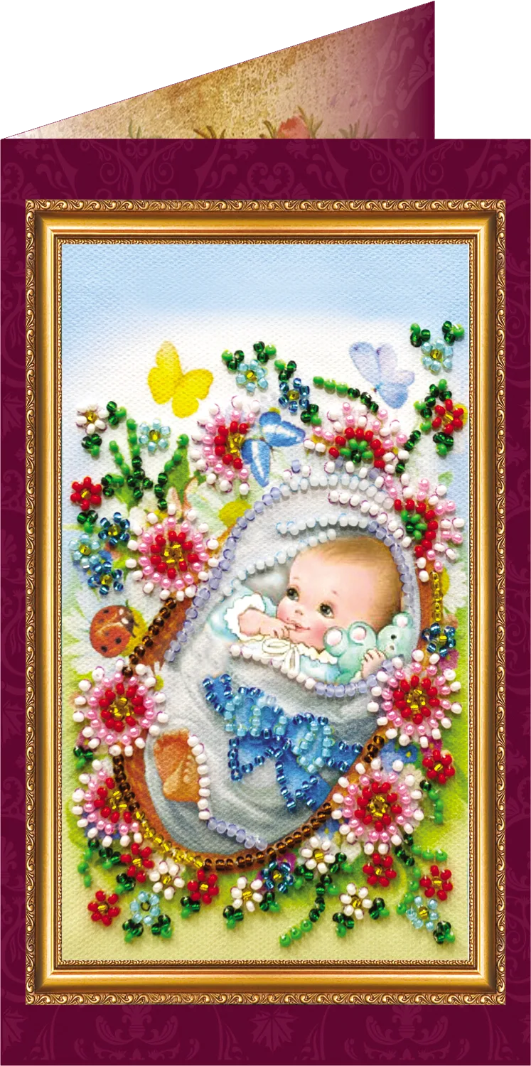 Postcards Bead Embroidery Kit Postcard Bead embroidery kit Baby boy – 1