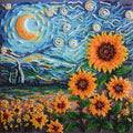 Bead Embroidery Kit Mid-sized bead embroidery kit Sunflowers in night’s embrace