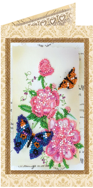 Postcards Bead Embroidery Kit Postcard Bead embroidery kit Flowers and butterfly