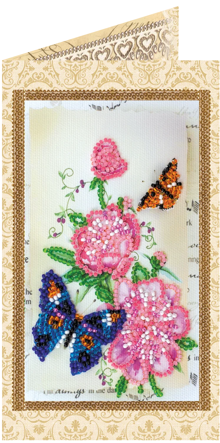 Postcards Bead Embroidery Kit Postcard Bead embroidery kit Flowers and butterfly