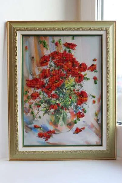 Bead Embroidery Kit Main Bead Embroidery Kit Poppies
