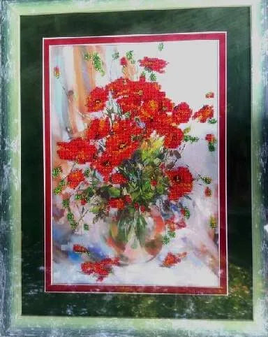 Bead Embroidery Kit Main Bead Embroidery Kit Poppies
