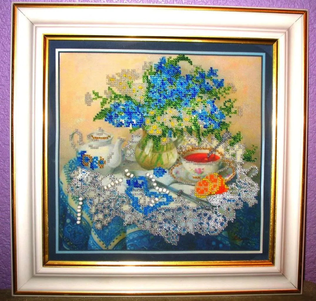 Bead Embroidery Kit Main Bead Embroidery Kit Forget-me-nots