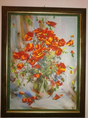 Bead Embroidery Kit Main Bead Embroidery Kit Poppies