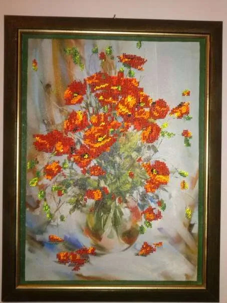 Bead Embroidery Kit Main Bead Embroidery Kit Poppies