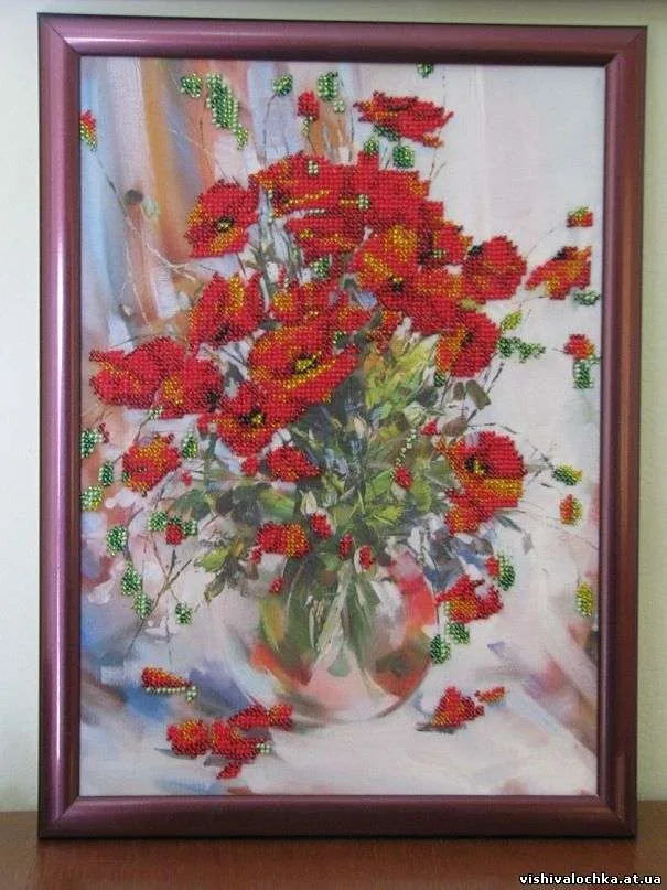 Bead Embroidery Kit Main Bead Embroidery Kit Poppies