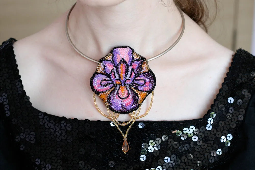 Brooch Embroidery Kit Decoration Flower-de-luce