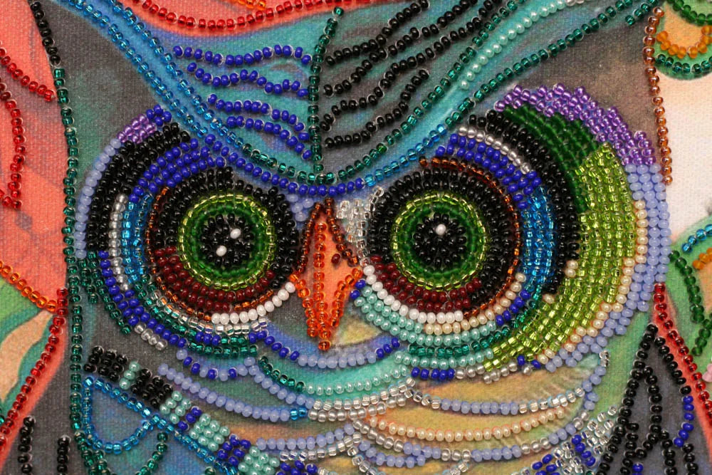 Bead Embroidery Kit Main Bead Embroidery Kit Smart eagle owl