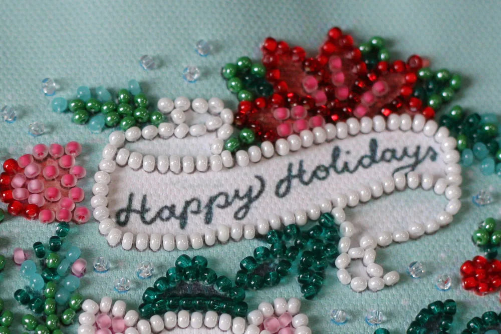 Bead Embroidery Kit Mini Bead embroidery kit Kitty in a scarf