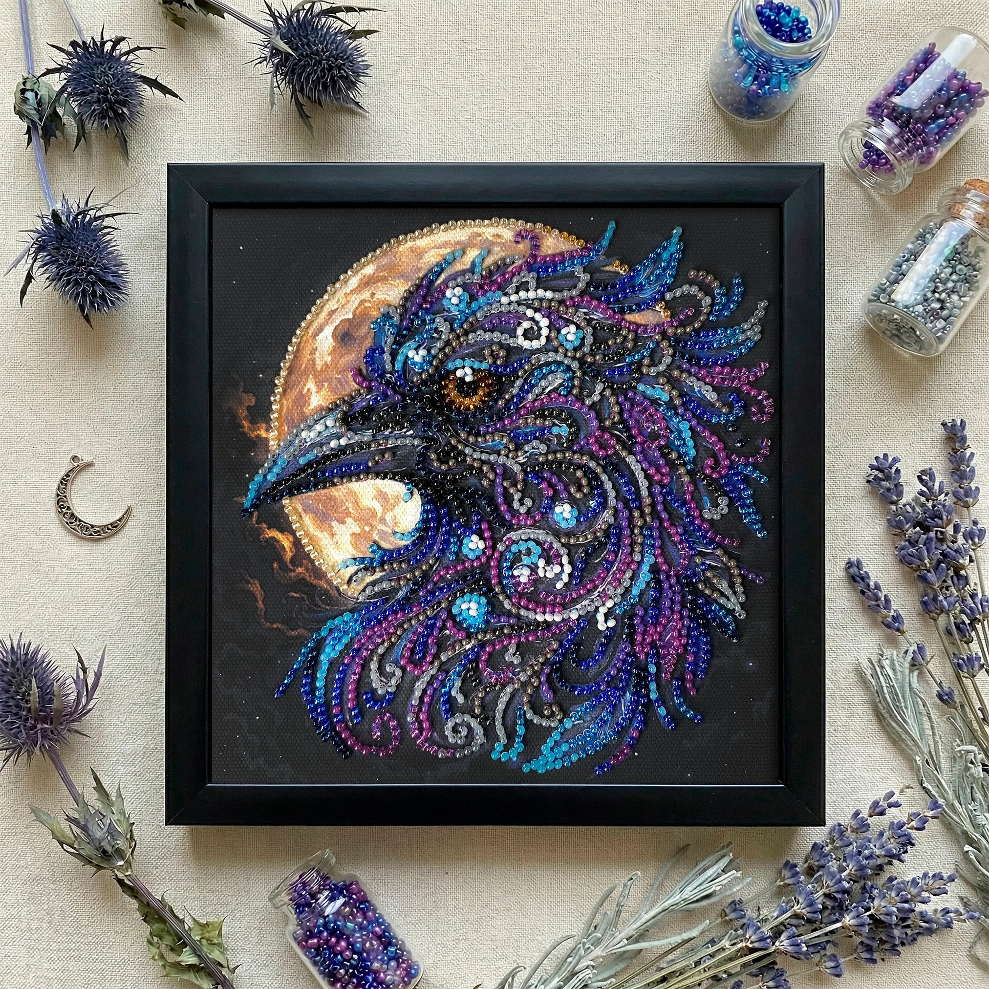 Bead Embroidery Kit Mini Bead embroidery kit Amber gaze (Animals and birds)