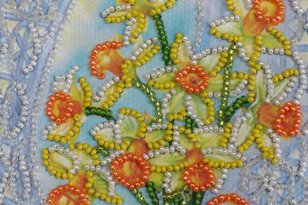 Postcards Bead Embroidery Kit Postcard-envelope for microbead embroidery Still Life with a Fan