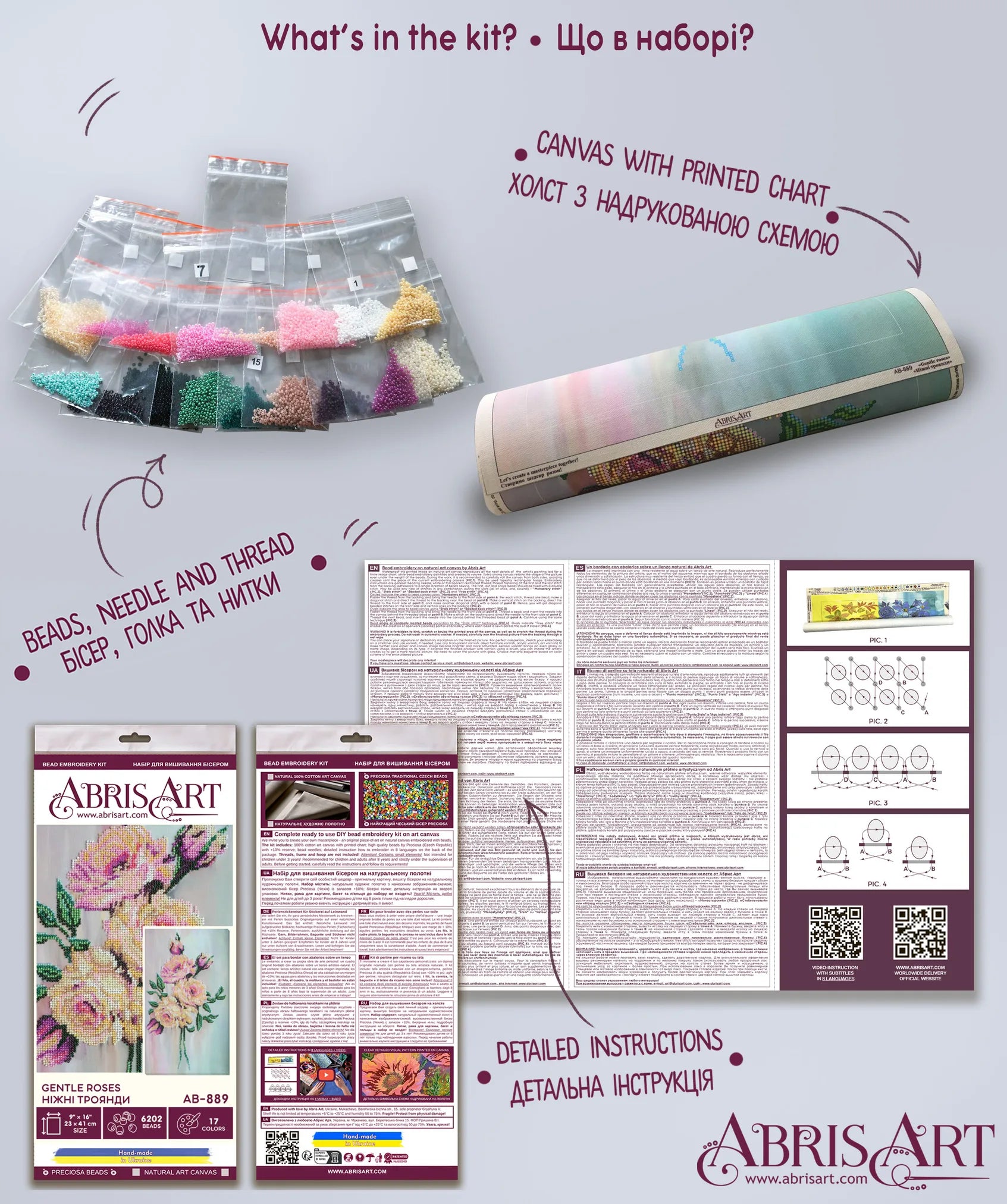 Bead Embroidery Kit Main Bead Embroidery Kit Gentle roses