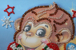 Bead Embroidery Kit Mini Bead embroidery kit Cheer monkeys