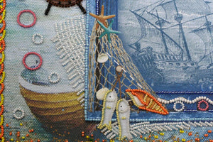 Photo Frame Bead Embroidery Kit Photo frame kit for bead embroidery Photo frame kit for bead embroidery "Treasures from the sea