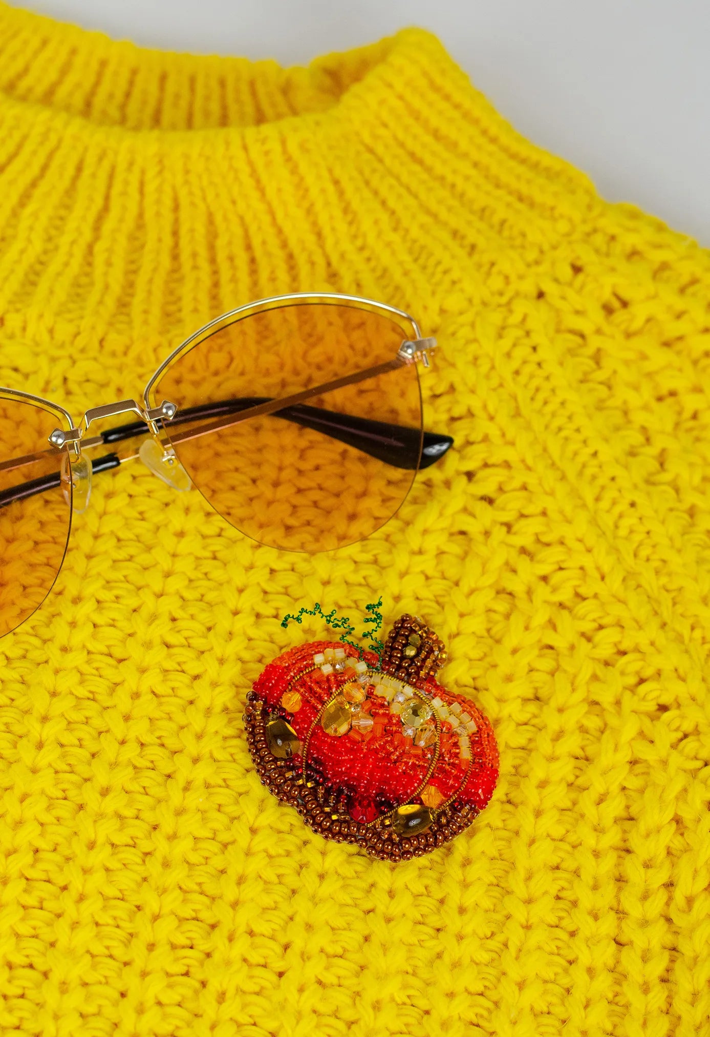 Brooch Embroidery Kit Decoration Golden pumpkin (Decoration)