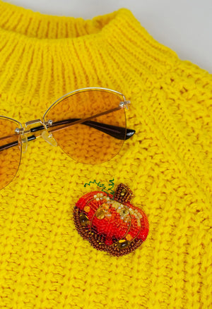 Brooch Embroidery Kit Decoration Golden pumpkin (Decoration)