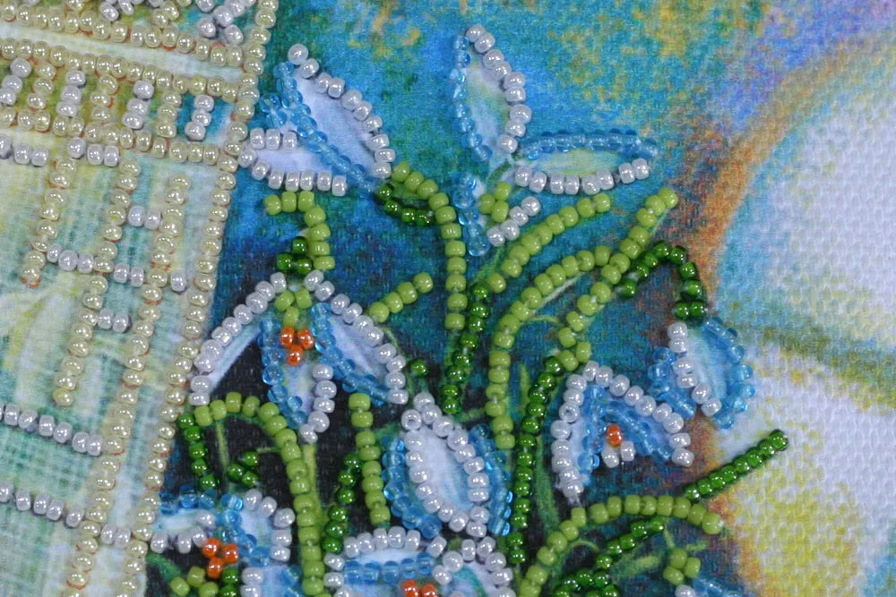 Postcards Bead Embroidery Kit Postcard-envelope for microbead embroidery Snowdrops